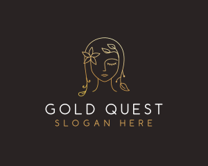 Gold Flower Lady Beauty logo design