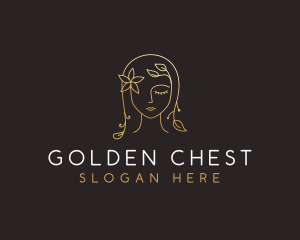 Gold Flower Lady Beauty logo design