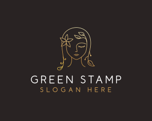 Gold Flower Lady Beauty logo design