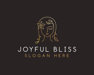 Gold Flower Lady Beauty logo design