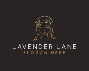 Gold Flower Lady Beauty logo design