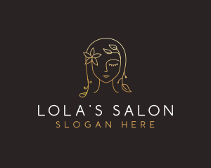 Gold Flower Lady Beauty logo design