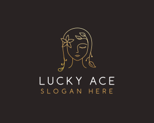 Gold Flower Lady Beauty logo design