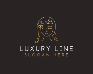 Gold Flower Lady Beauty logo design