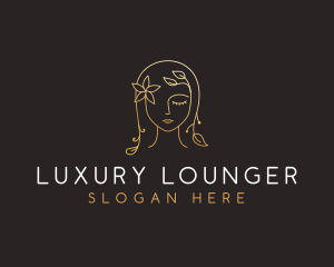 Gold Flower Lady Beauty logo design