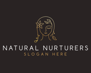 Gold Flower Lady Beauty logo design