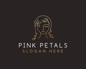 Gold Flower Lady Beauty logo design