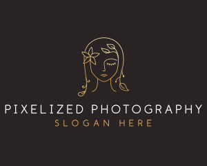 Gold Flower Lady Beauty logo design