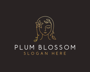 Gold Flower Lady Beauty logo design