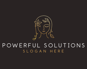 Gold Flower Lady Beauty logo design