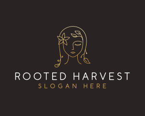 Gold Flower Lady Beauty logo design