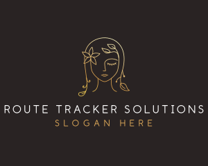 Gold Flower Lady Beauty logo design