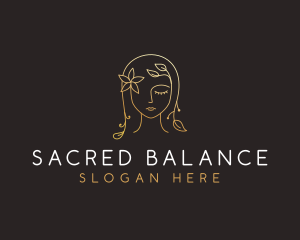 Gold Flower Lady Beauty logo design