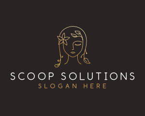 Gold Flower Lady Beauty logo design