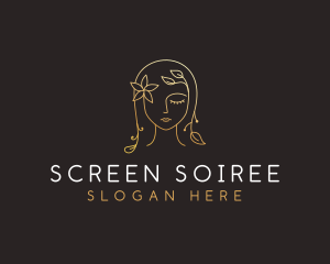 Gold Flower Lady Beauty logo design