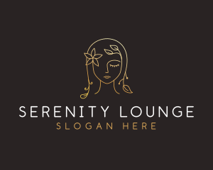 Gold Flower Lady Beauty logo design