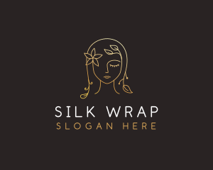 Gold Flower Lady Beauty logo design