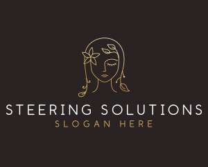 Gold Flower Lady Beauty logo design