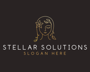 Gold Flower Lady Beauty logo design