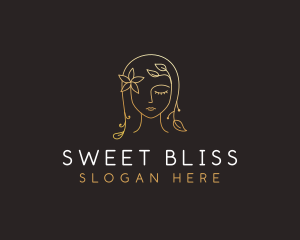 Gold Flower Lady Beauty logo design