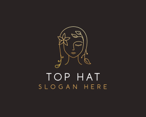 Gold Flower Lady Beauty logo design