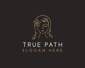 Gold Flower Lady Beauty logo design