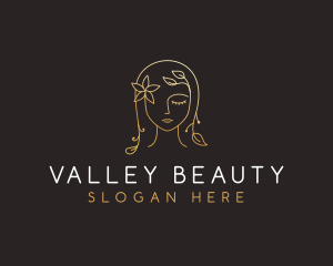 Gold Flower Lady Beauty logo design