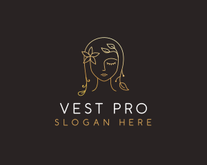 Gold Flower Lady Beauty logo design