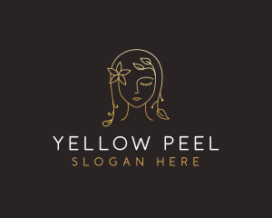 Gold Flower Lady Beauty logo design