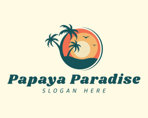 Sunset Summer Palm Tree  logo design