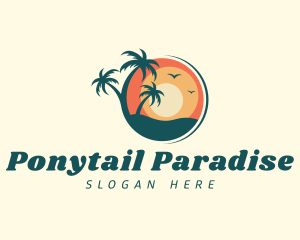 Sunset Summer Palm Tree  logo design