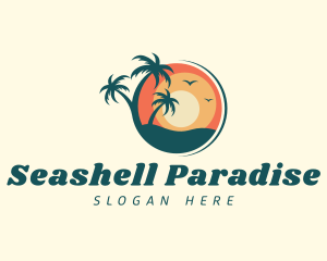 Sunset Summer Palm Tree  logo design