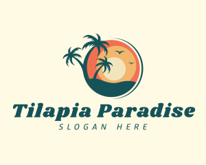 Sunset Summer Palm Tree  logo design