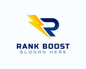 Power Bolt Letter R logo design