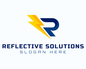 Power Bolt Letter R logo design