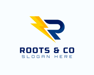 Power Bolt Letter R logo design