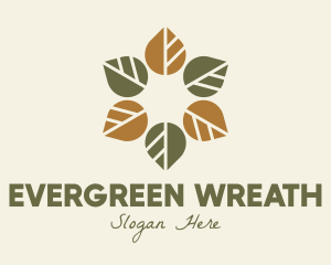 Leaf Autumn Wreath logo design