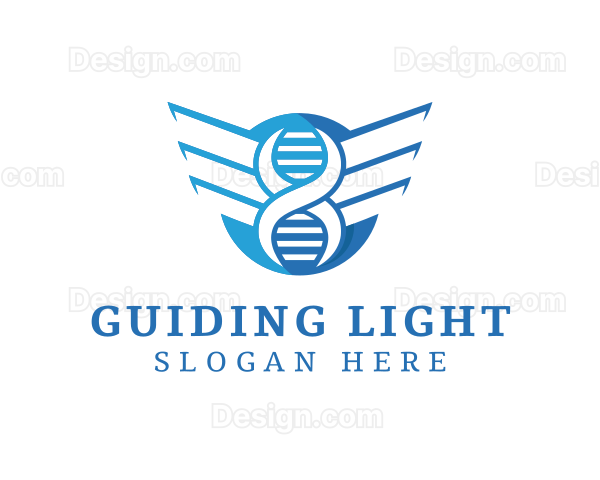 Modern DNA Strand Wings Logo