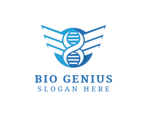 Modern DNA Strand Wings logo design