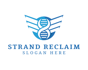 Modern DNA Strand Wings logo design