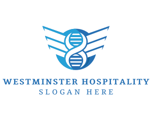 Modern DNA Strand Wings logo design