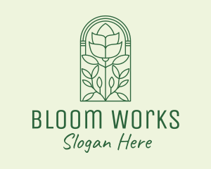 Green Rose Flower logo design