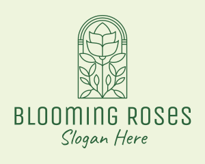 Green Rose Flower logo design