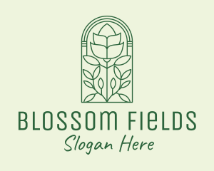 Green Rose Flower logo design