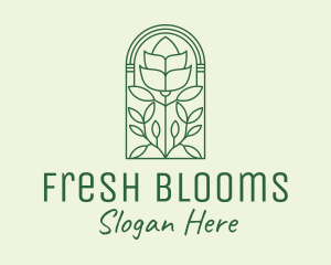 Green Rose Flower logo design