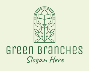 Green Rose Flower logo design