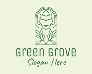 Green Rose Flower logo design