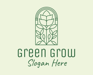 Green Rose Flower logo design