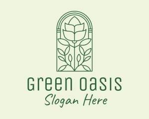 Green Rose Flower logo design