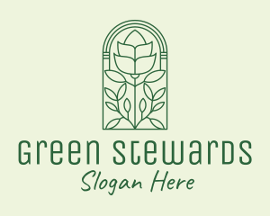 Green Rose Flower logo design